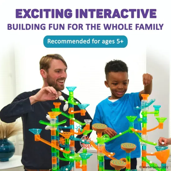 Marble Genius Stunts Trampoline Set: Includes 2 New Patented Trampolines and 2 Catch Buckets, Compatible with Other Marble Genius Products, for Ages 5 and Above, Orange Swirl {7}