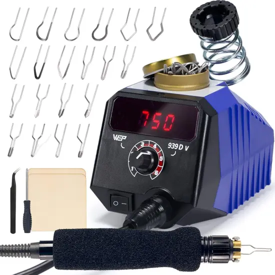 939D-V Wood Burning Kit 250-750℃/482-1382℉Adjustable Wood Burning Tool with Detachable Pen, 20 Wood burner Tips, WoodBurning Pen Holder Suitable for Pyrography, Leather Burning Kit {1}