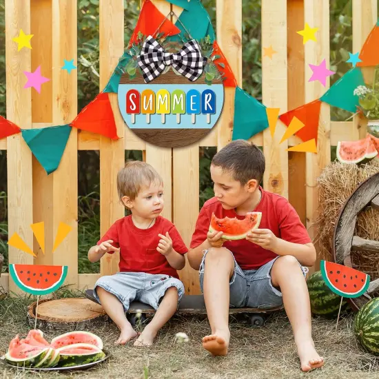 12 x 12 Inch Hello Summer Door Sign Ice Cream Welcome Summer Wreath Decor Beach Hanging Door Hanger Farmhouse Decorations for Wall Front Porch Decor(Ice Lolly) {5}