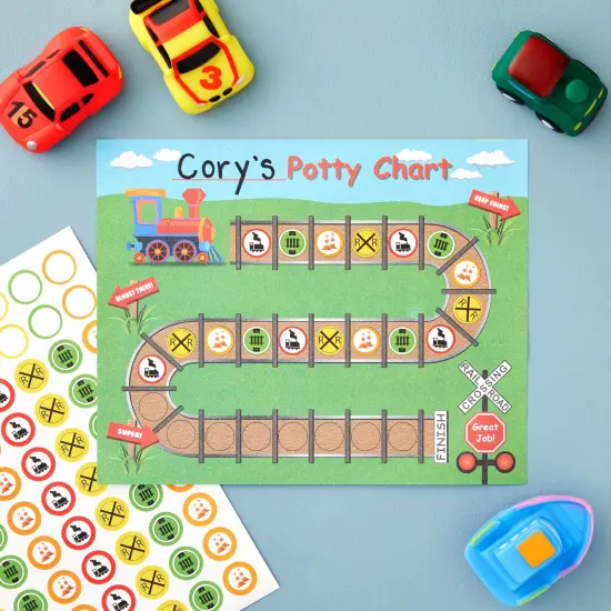 50 Sheets Railroad Potty Training Sticker Chart for Toddlers, Boys, Girls with 800 Train Stickers (10.3x8.3 in), Ages 3-14 {2}