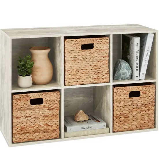 Best Choice Products 6-Cube Bookshelf, 13.5in Display Storage System, Organizer w/ Removable Back Panels Whitewash {1}