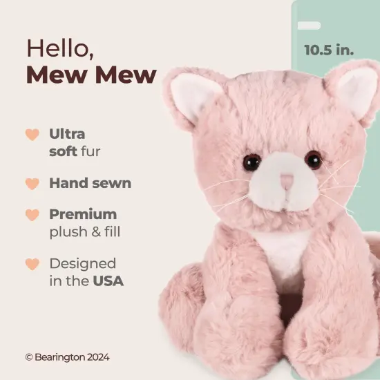 Bearington Mew Mew The Pink Kitty Stuffed Animal Plush, 10.5 Inch Stuffed Animal, For Ages 3-14 {2}