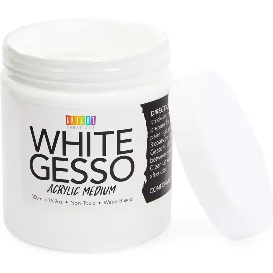 17oz White Gesso Canvas Primer for Painting, Acrylic Paint Medium for Arts and Craft Supplies (500 ml) {7}