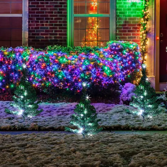 Northlight LED Lighted Christmas Tree Outdoor Pathway Markers - 24" - Set of 3 Green {1}