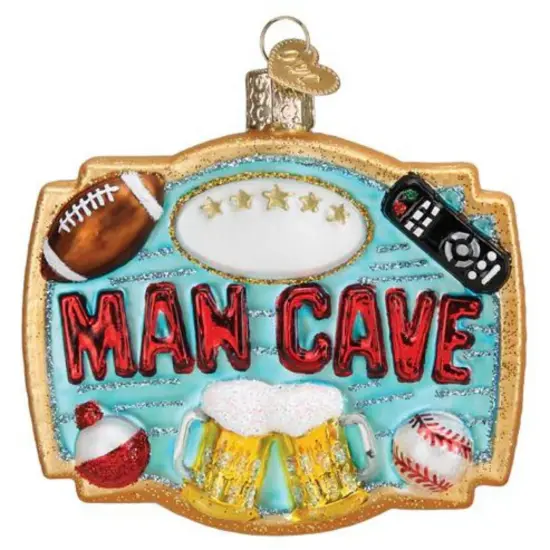Old World Christmas 3.5 Inch Man Cave Tree Ornament , Ornament Football Remote Mug Of Beer Multicolored {1}