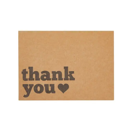 120 Pack Kraft Paper Thank You Cards with Envelopes - Bulk Thank You Cards for Wedding, Graduation, Baby Shower, Commerce (Heart Design, 3.5x5 In) Brown {7}