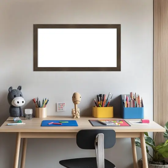 Woodgrain Stripe Framed Dry Erase Magnetic Board Chocolate {5}