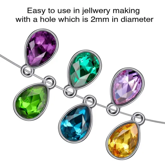 52 Pieces Water Drop Pendants Crystal Beads Pendants Charms Rhinestone Teardrop Jewelry Findings for Women DIY Necklace Jewelry Making, 7 x 10 mm, 13 Colors {5}