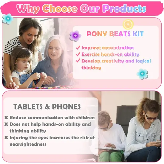 Bead Bracelet Making Kit, Bead Kits for Bracelets Making with Pony Beads, Polymer Fruit Clay Beads, Charm Beads, Letter Beads for Bracelets and Jewelry Making {4}