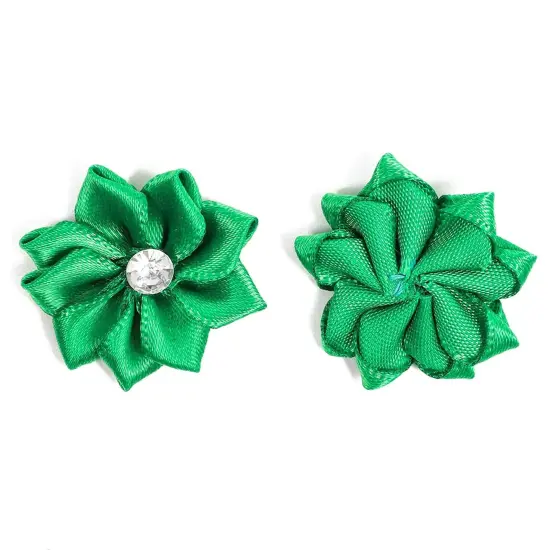 Satin Ribbon Daisy Flower Heads with Rhinestones, 10 Colors (1.2 in, 100 Pack) Multicolor {4}