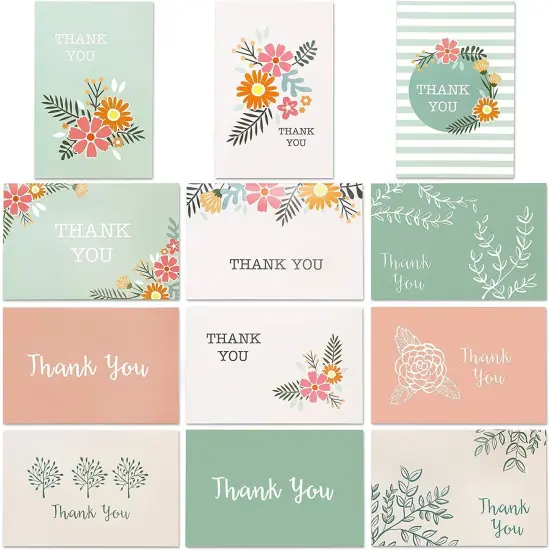 96-Count Thank You Cards with Envelopes, Bulk Box Set Blank Thank You Greeting Notes for Baby and Bridal Shower Graduation Birthday Wedding Party, 12 All Occasion Assorted Floral Designs, 4 x 6 inches Multicolor {1}