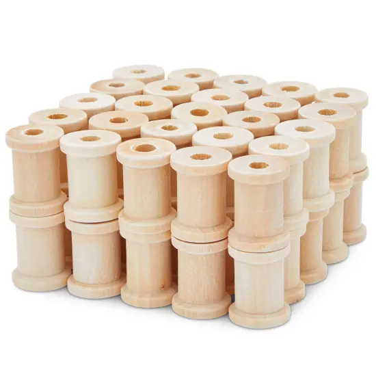50 Pack Empty Wooden Thread Spools for Arts and Crafts (0.75 x 1 In, 0.6 cm Opening) Brown {7}