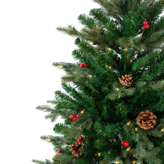 Northlight Real Touch&trade;️Pre-Lit Mixed Noble Spruce Artificial Christmas Tree - 4.5' - Warm White Green {4}