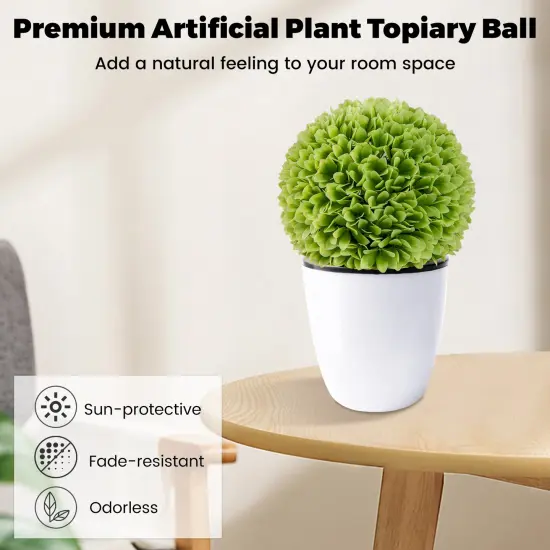 2 Pieces Artificial Plant Topiary Balls Faux Boxwood Decorative Balls Green {6}