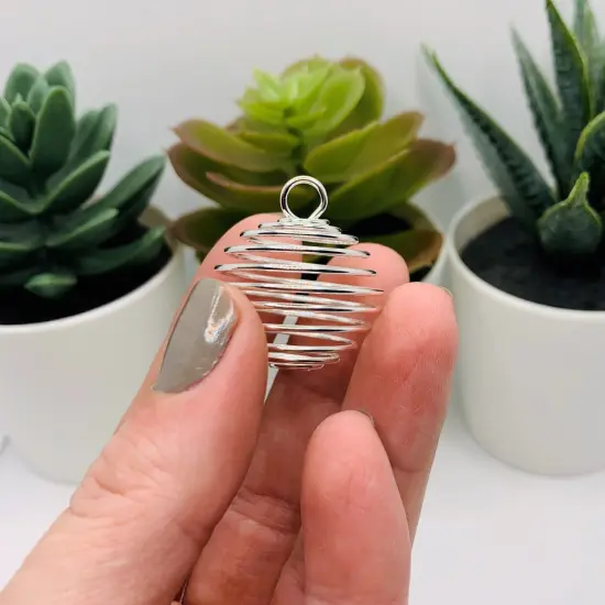 Silver Spiral Lantern Bead Cages, 29x25mm {2}