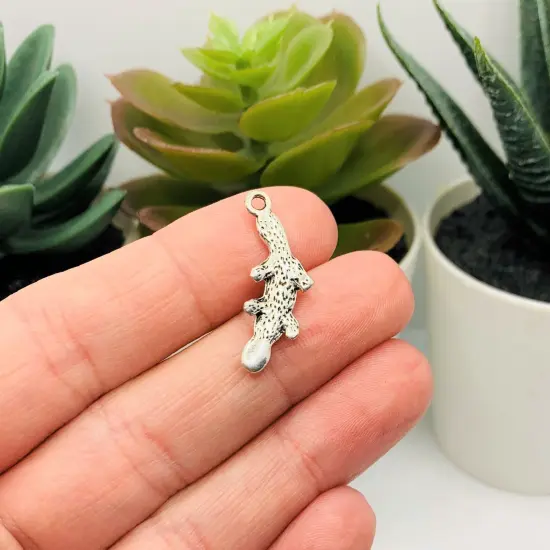Silver Duck-Billed Platypus Charms, 10x25mm {4}