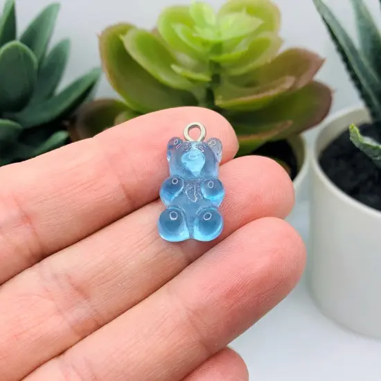 Mix Color Gummy Bear Resin 3D Charms with eye screw, 20x12mm {3}