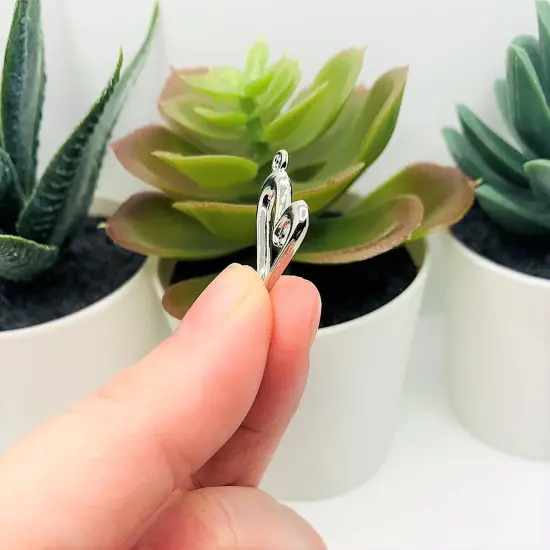 Silver Asymmetrical Heart Charms, 24x15mm {4}