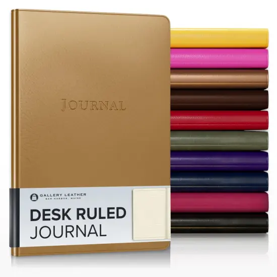 Gallery Leather Journal - Crafted in Maine, USA - Elegant Leather Writing Notebook with 192 Lined Pages - A Timeless Space for Your Thoughts - 8x5.5, Desk Lined Frprt Met Gold {1}