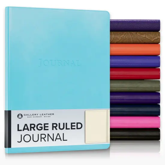Gallery Leather Journal - Crafted in Maine, USA - Elegant Leather Writing Notebook with 192 Lined Pages - A Timeless Space for Your Thoughts - 9.75x7.5 ", Large Lined Acadia Pool {1}