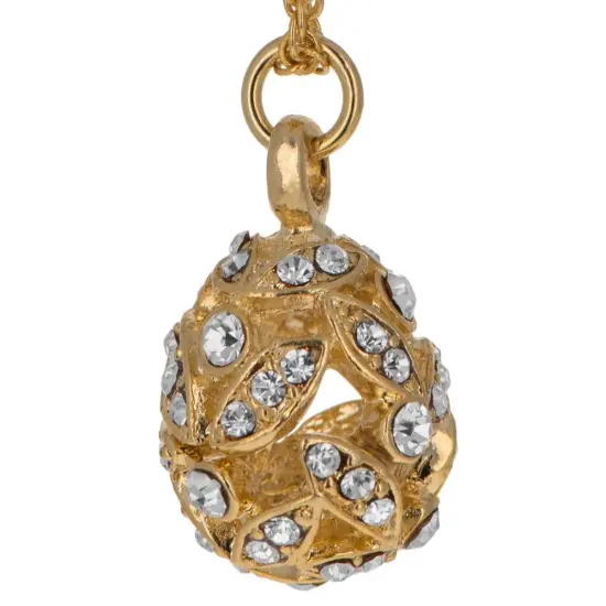 Majestic Crystal Leaves: 20-Inch Gold Tone Royal Egg Necklace {4}