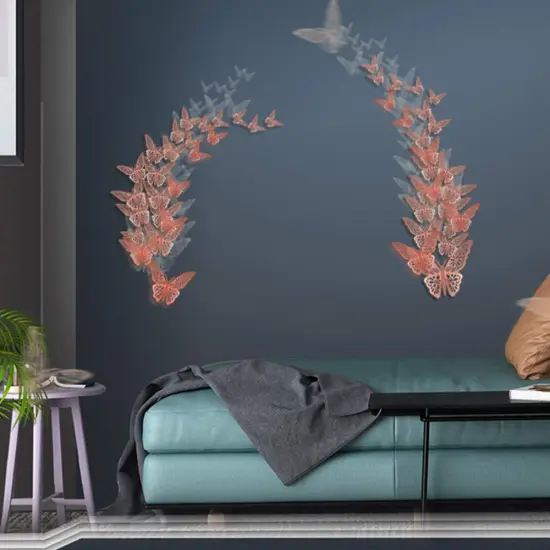 FOMTOR 3D Butterfly Wall Stickers Rose Gold Butterfly Decorations for Home Decor Cake Decorations Room Decorations Party Wedding Decor (24 Pcs) {4}