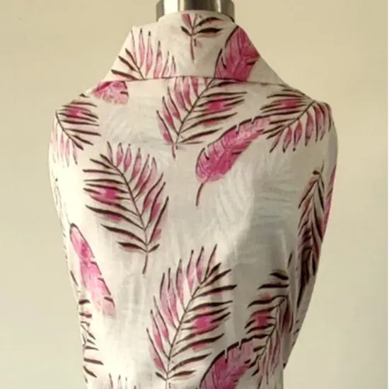 1 Yard Rayon Linen Blend Fabric Pink Mustard Mix 53/54" Width Apparel Use {2}