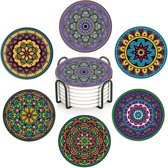 Mandala Style Ceramic Drink Coaster {1}