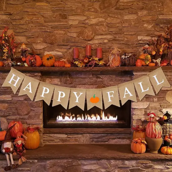 Happy Fall Pumpkin Burlap Banner {3}