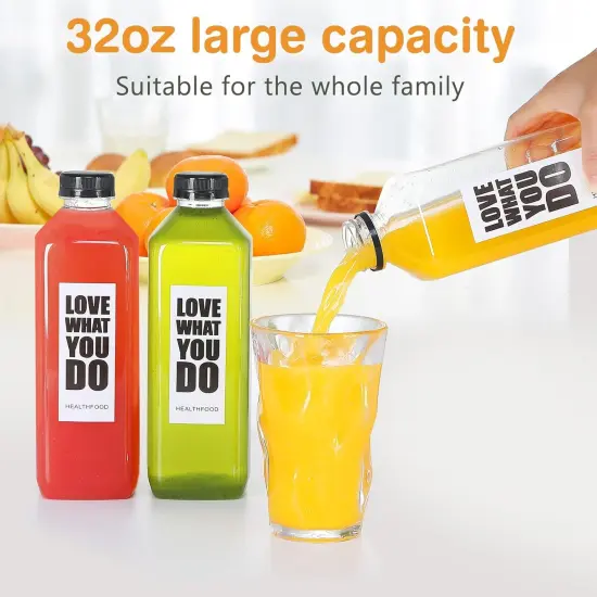 10pcs 33oz Plastic Bottles with Caps, Juice Container with Lids {5}