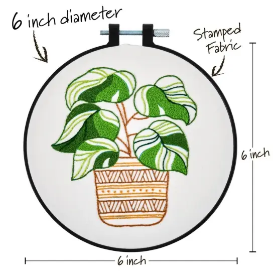 Bucilla Stamped Embroidery Kit W/6" Plastic Hoop-Potted Beauty {4}