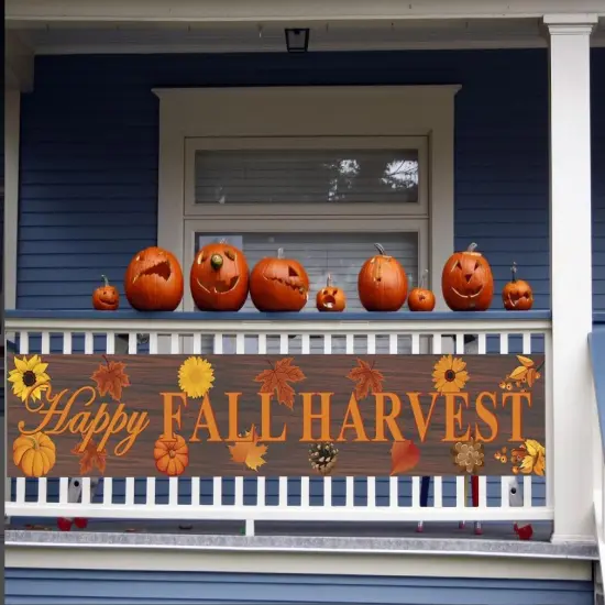 98" x 19" Large Happy Fall Harvest Banner {2}