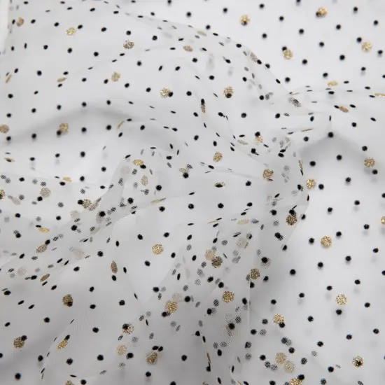 1 Yard Exquisite Mesh Lace Fabric with Dot Flocking & Foil 58/60" Wide {2}