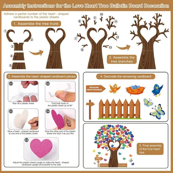 Classroom Tree Bulletin Board Decorations Set Swaying Heart Tree {4}