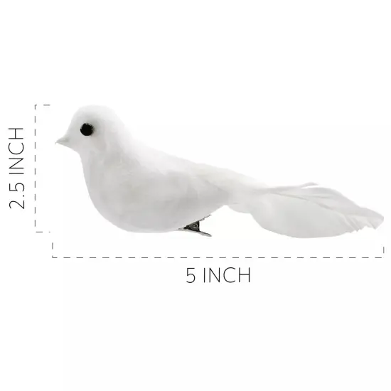 Artificial White Doves 6ct Feathered Mini Birds Wedding Crafts {6}
