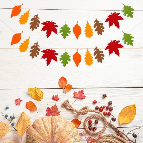 Felt Fall Maple Leaves Garland Banner {3}