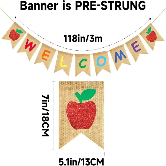 Back to School Burlap Banner (Multicolor) {2}