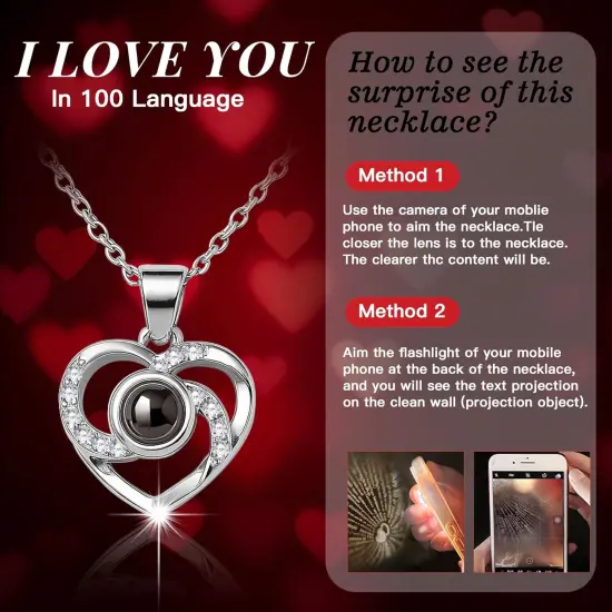 Preserved Real Rose with I Love You Necklace {2}