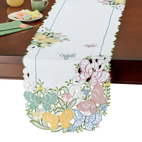 Collections Etc Exquisite Faux Suede Embroidered Butterfly Table Linens {2}