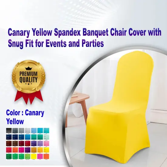 Canary Yellow Spandex Banquet Chair Cover with Snug Fit for Events and Parties {2}
