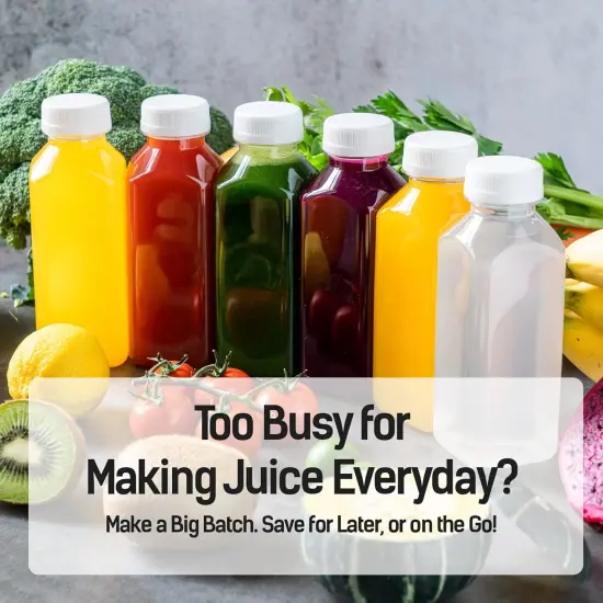 6pcs 12oz Plastic Juice Bottles with Caps, Clear Drink Containers with Lids for Juicing {5}