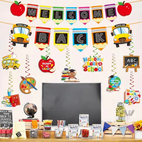 Welcome Back Banner and Hanging Swirls Set(Multicolor) {5}