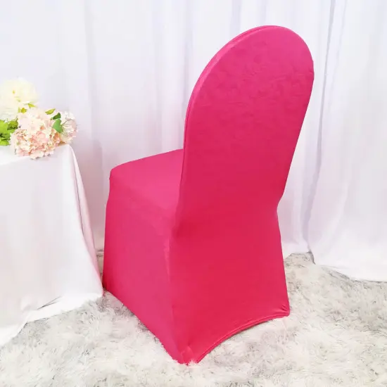 Fuchsia Embossed Vintage Spandex Banquet Chair Cover Elegant Event Decor {2}