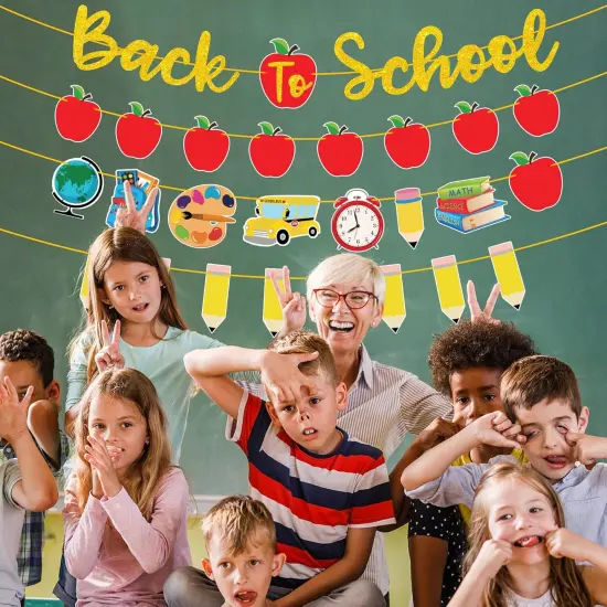 4Pcs Back to School Banner Gold {4}