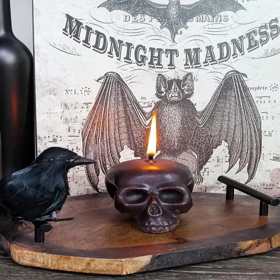 Black Large Skull Candle 4.75x3in Decorative Themed Decor {5}