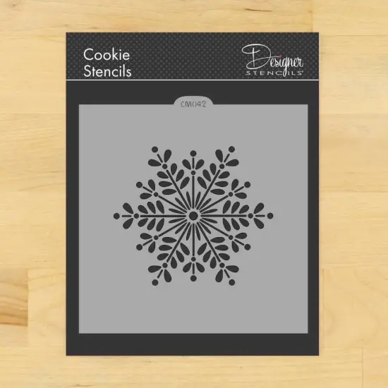 Retro Snowflake Cookie & Craft Stencil | CM042 by Designer Stencils | Cookie Decorating Tools | Baking Stencils for Royal Icing, Airbrush, Dusting Powder | Craft Stencils for Canvas, Paper, Wood | Reusable Food Grade Stencil {1}