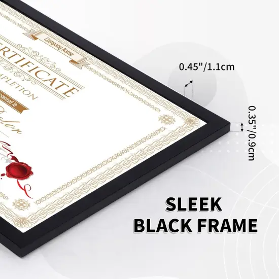 16 Pack 8.5x11 Certificate Picture Frames, Multi 8.5 by 11 Photo Frame Bulk for Document Award, Wall Hanging or Tabletop Display, Black {3}