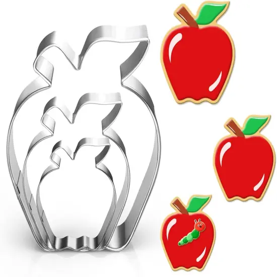 Apple Cookie Cutter Set-Size 3.5" 2.7" 1.9"-3 Pieces-Cookie Cutters {1}