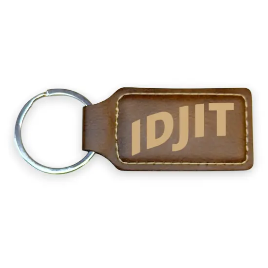 Keychain - Rectangle - Idjit - Leather Rawhide/Black {4}