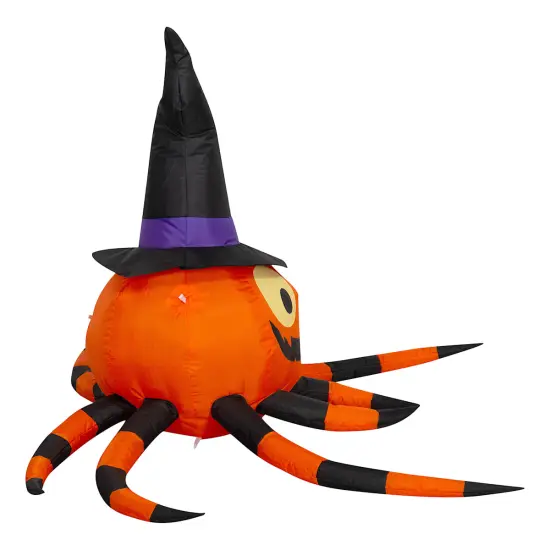 5&prime; Jack-O'-Lantern Spider Halloween Inflatable &ndash; Light-Up Yard Decoration with Creepy Crawl Appeal {2}